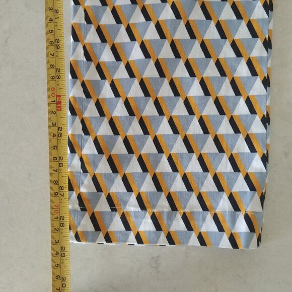 Zilch Amsterdam geometric pattern cotton tapered pants yellow grey white Large - Picture 13 of 15
